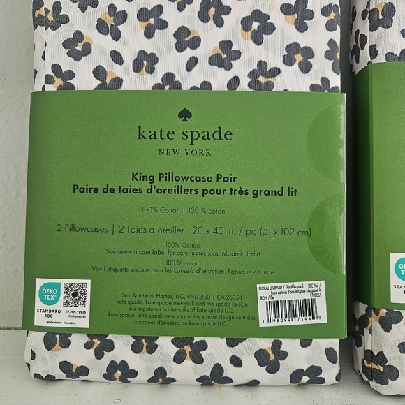 NWT Kate Spade Floral Leopard King Pillowcase Pair- Bundle Of 2 - Picture 3 of 4